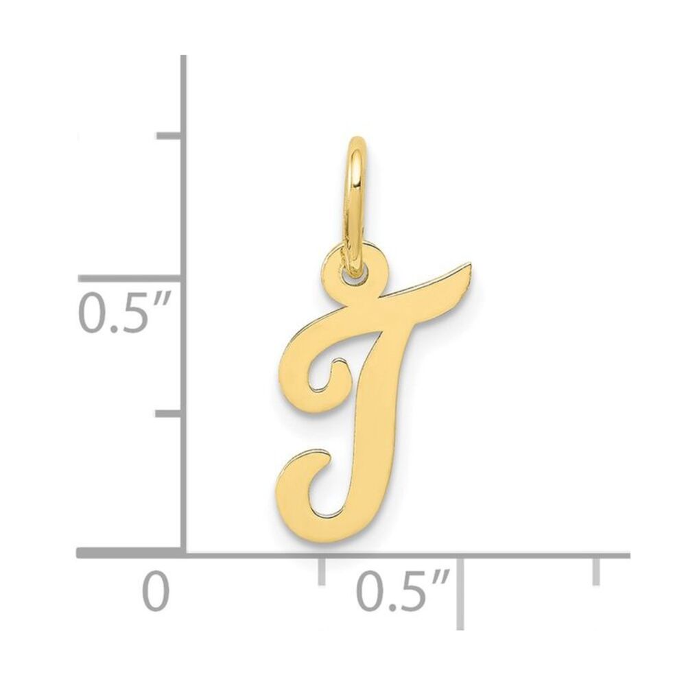 10k Yellow Gold Small Script Initial T Charm - image 3